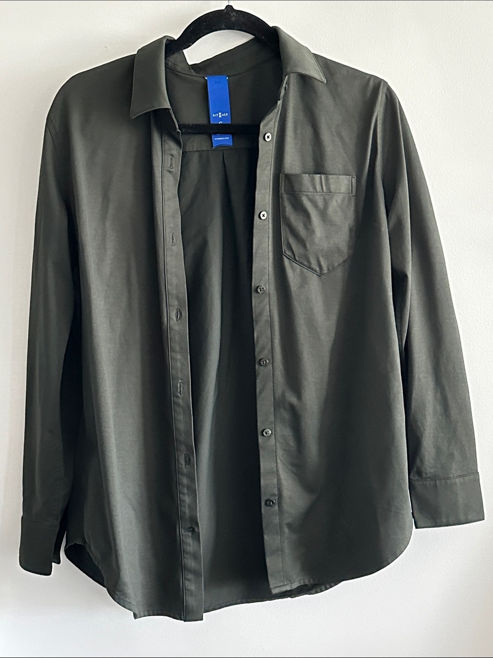 Kit and Ace Olive Green Long-Sleeve Button-Down Shirt